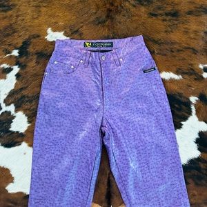 Purple leather Rockies pants